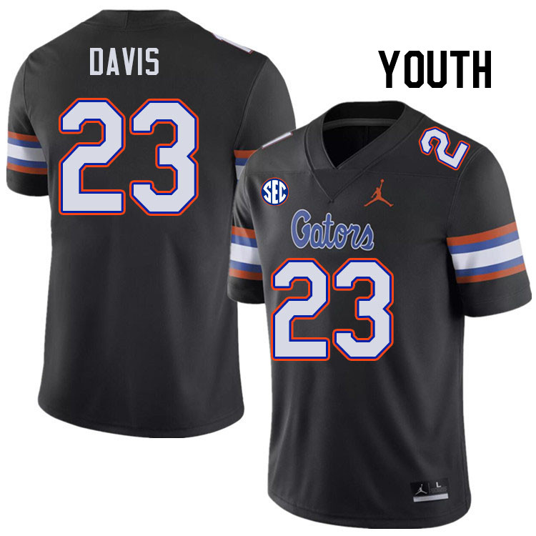 Youth #23 Josiah Davis Florida Gators College Football Jerseys Stitched-Black